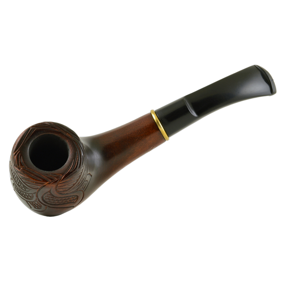 *Boot* Carved wooden smoking pipe for 9mm filter 7,68'' 19,5cm 
