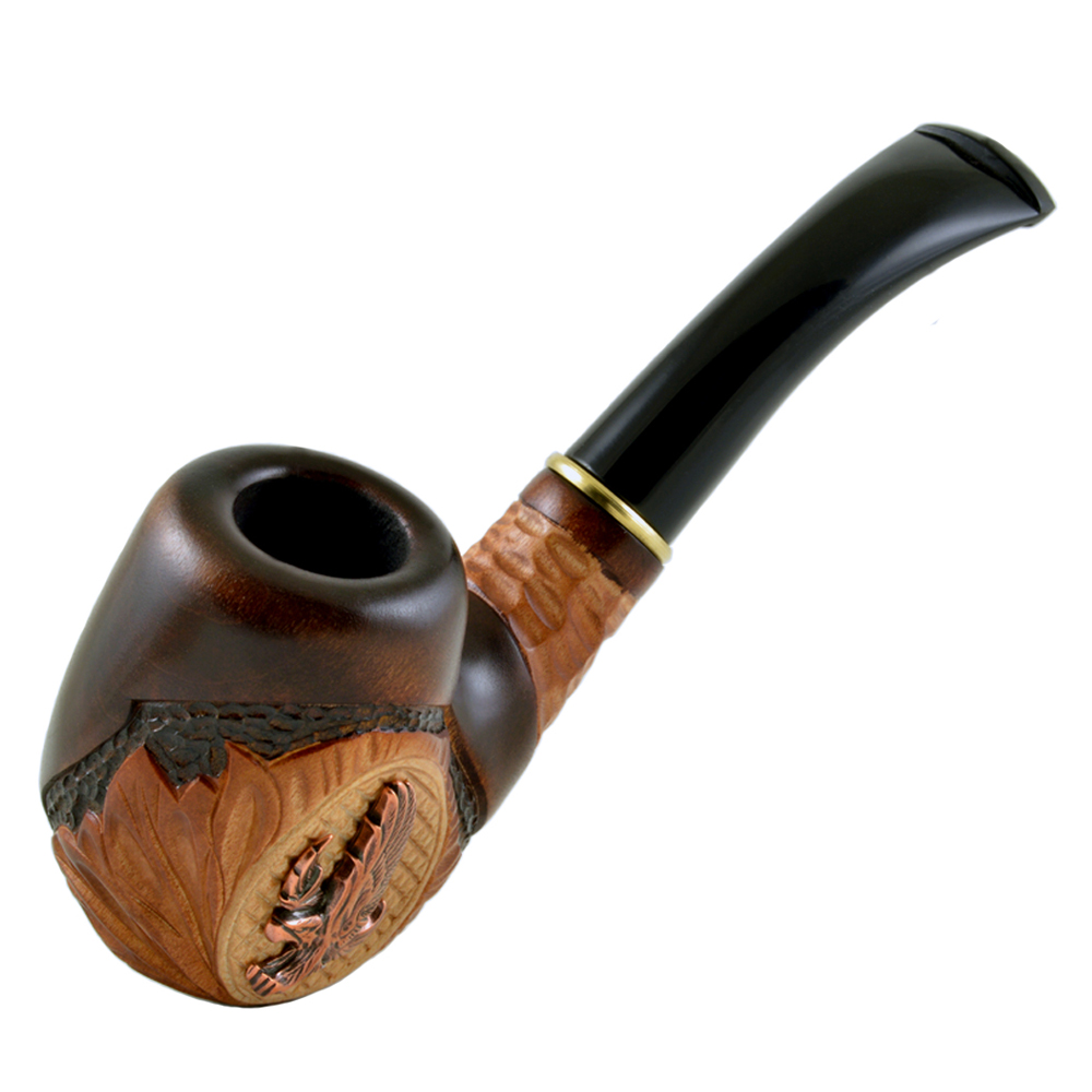DIFFICULT HAND CARVED Tobacco Smoking Pipe/Pipes for 9 mm Eagle on globe*