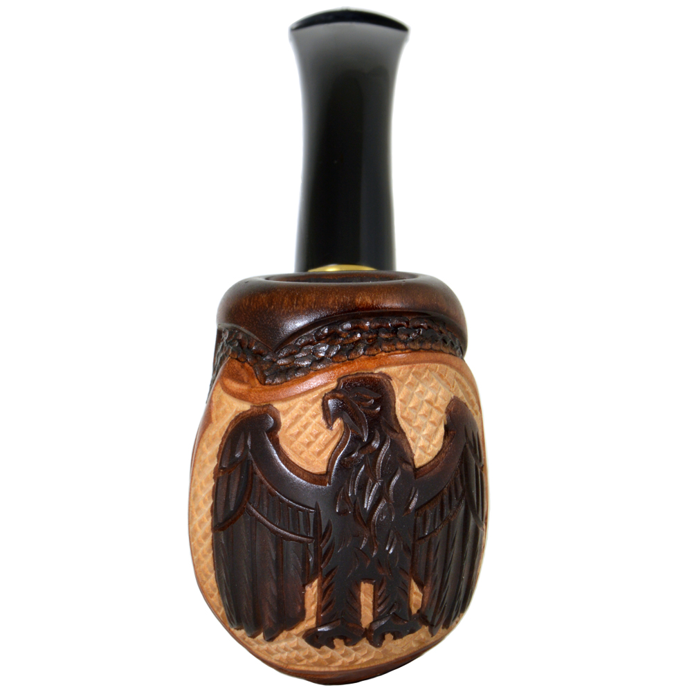 DIFFICULT HAND CARVED Tobacco Smoking Pipe/Pipes for 9 mm Eagle on globe*